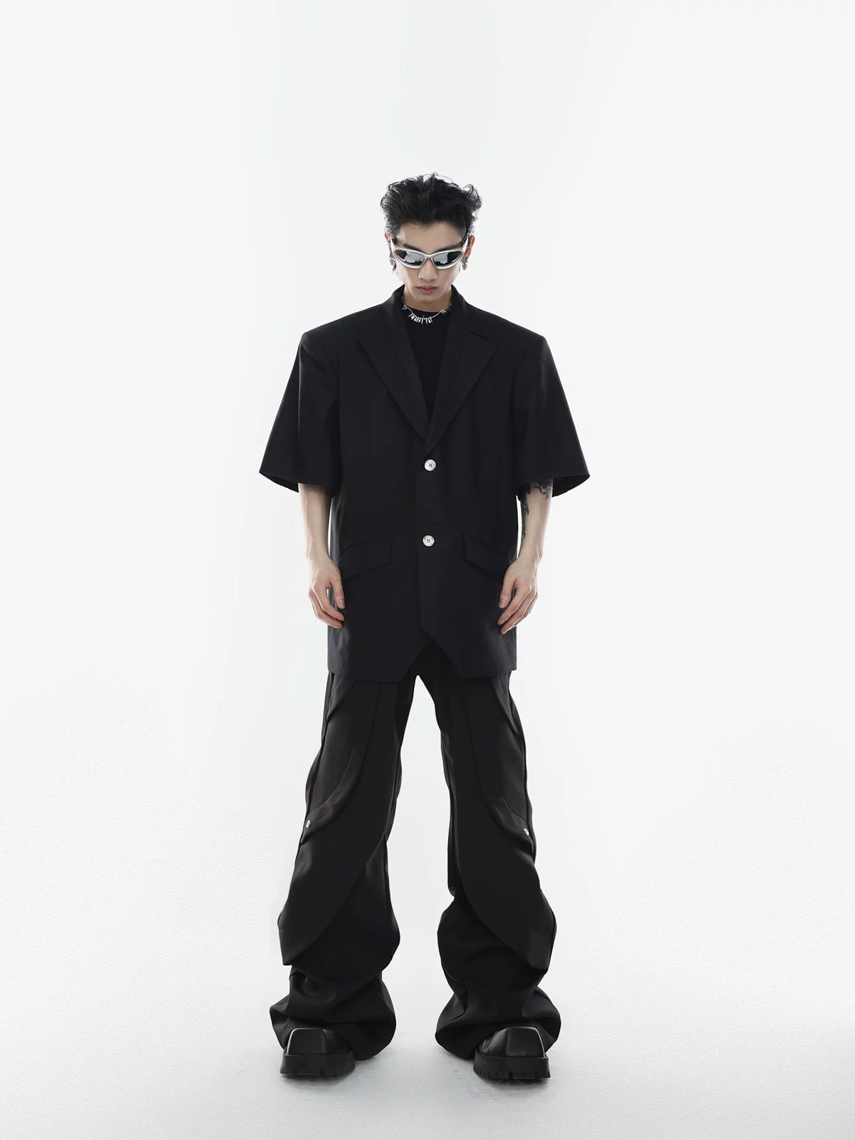 High-Rise Button-Detail Trousers | Punk Tailoring - main image 4