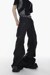 High-Rise Button-Detail Trousers | Punk Tailoring - Black