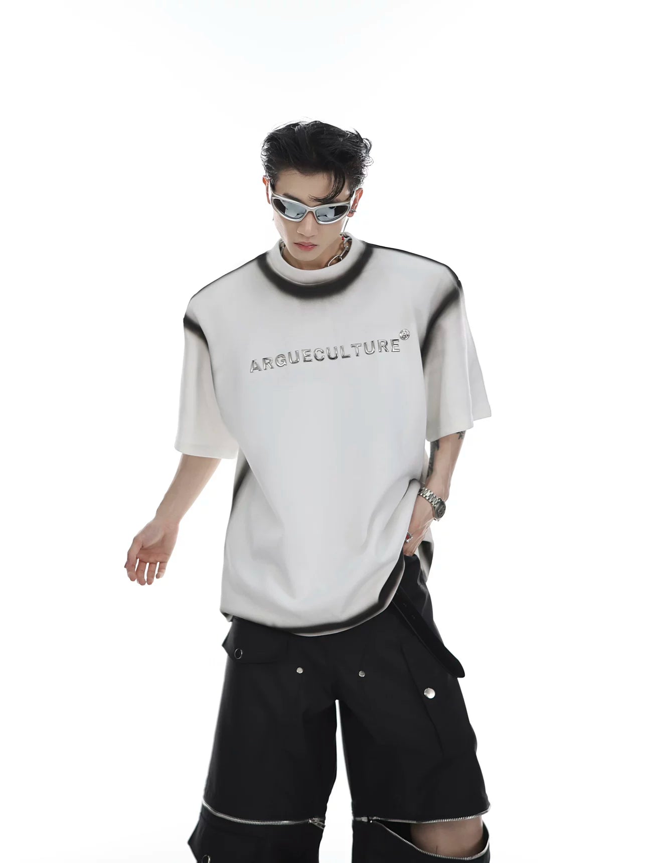 Gradient Metal Print Shoulder T-Shirt | Relaxed Fit - main image 1