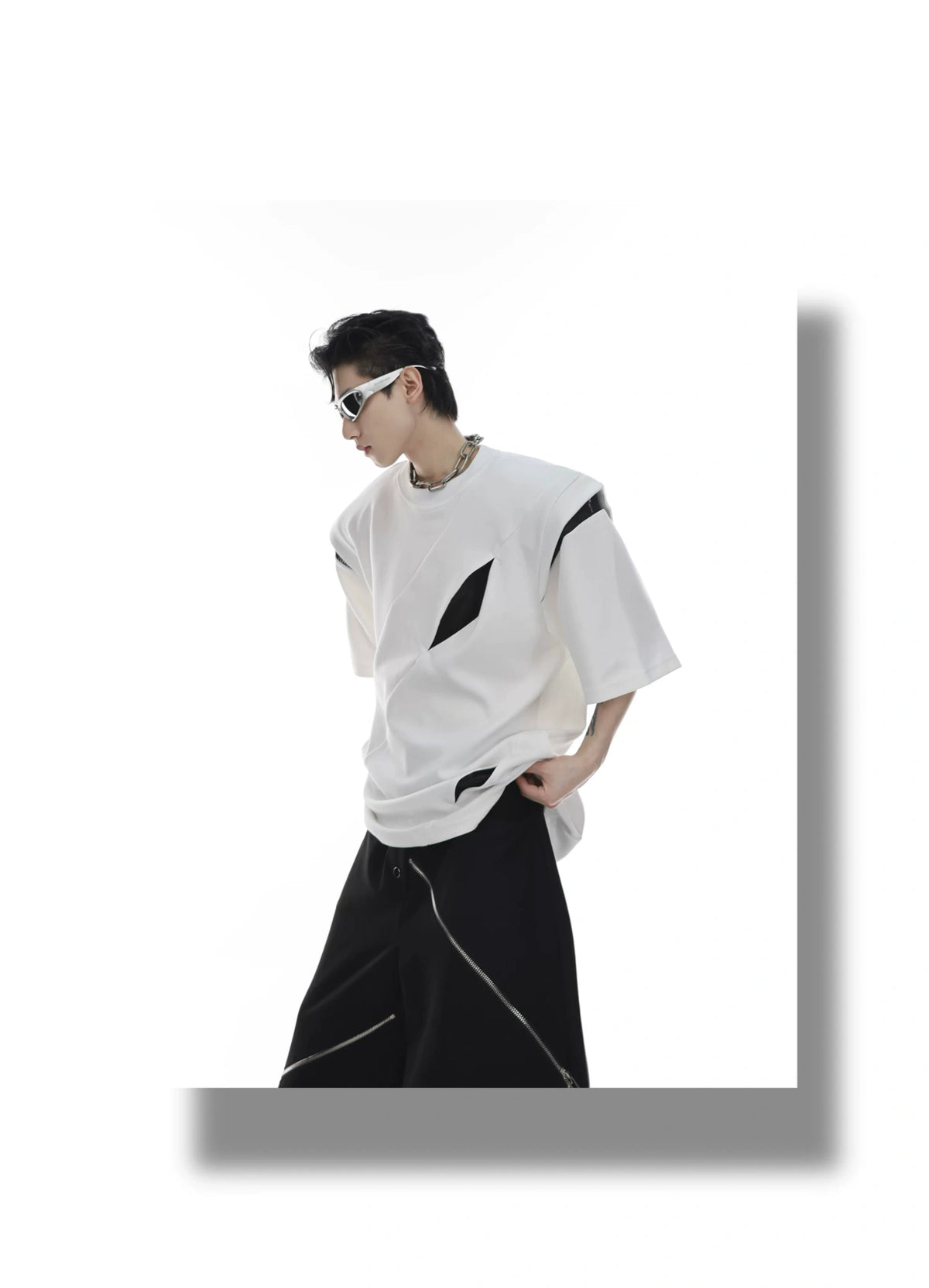 Deconstructed Colorblock Panel T-Shirt | Relaxed Fit - description image 4