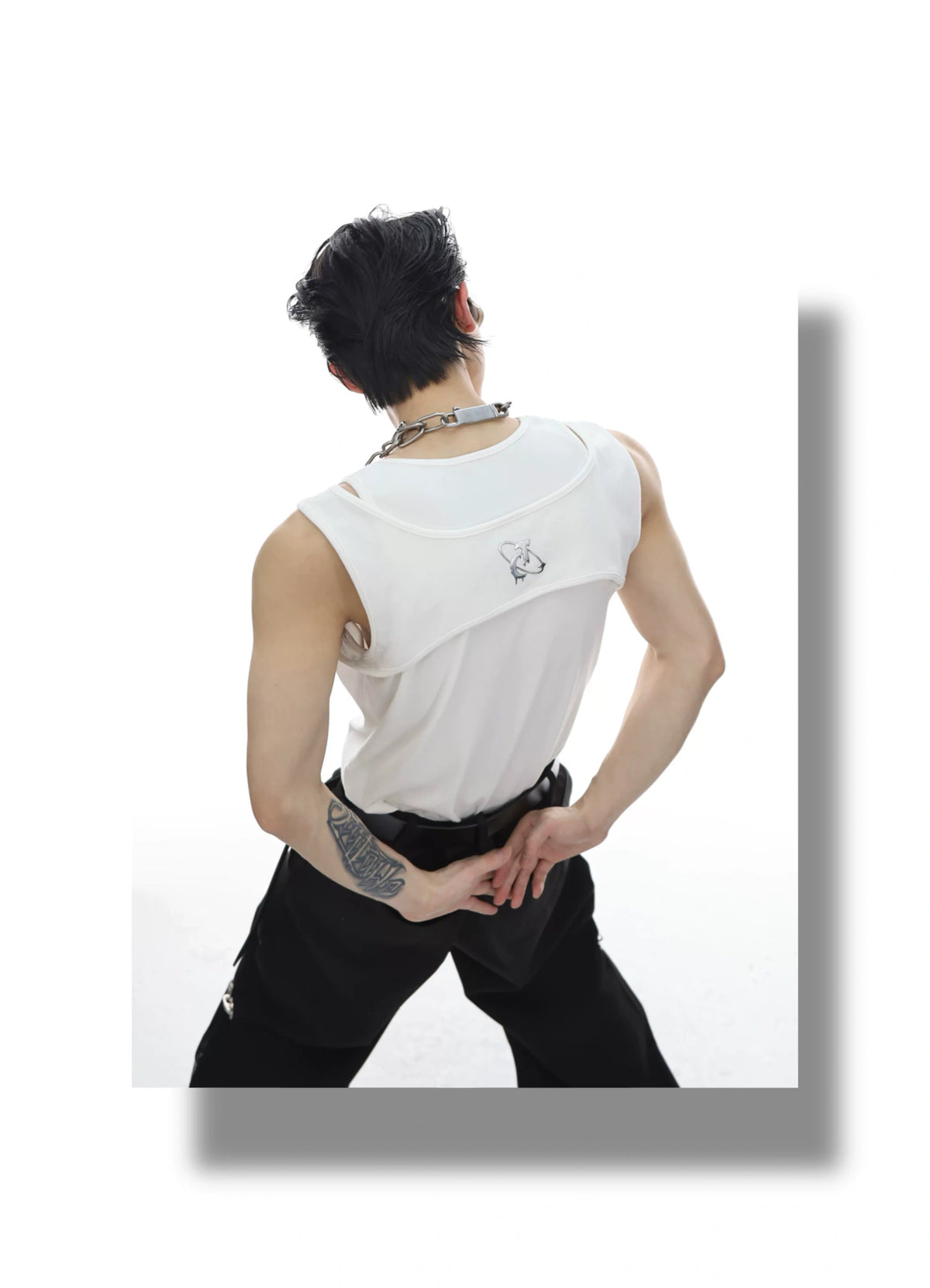 Metal Buckle Double-Layer Tank Top | Sleeveless - description image 3