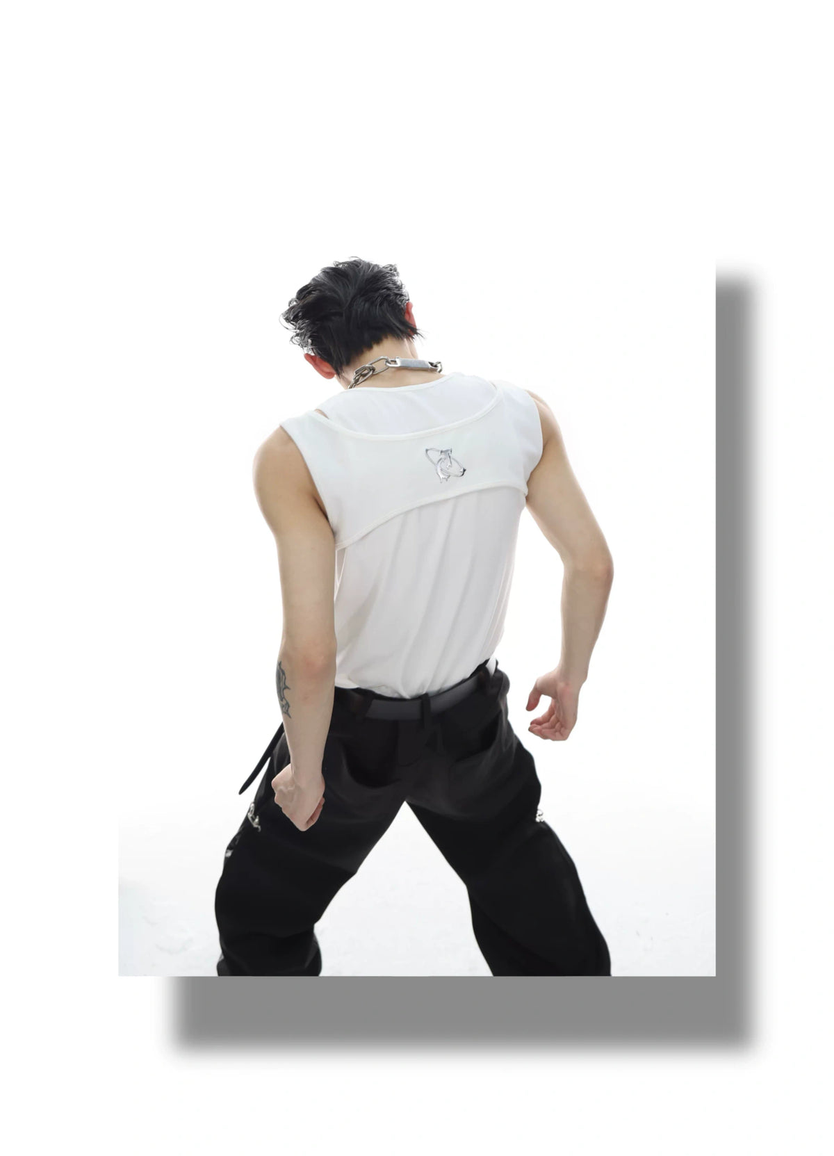 Metal Buckle Double-Layer Tank Top | Sleeveless - description image 4