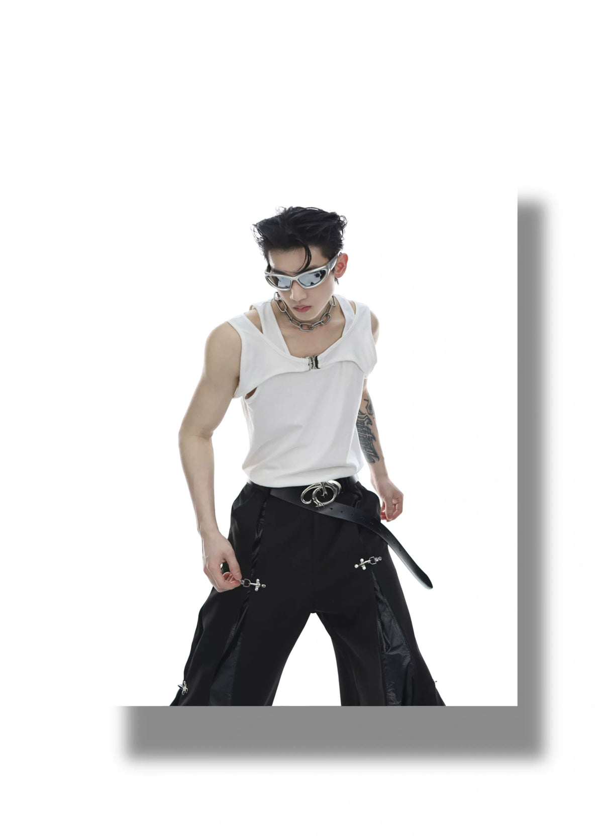 Metal Buckle Double-Layer Tank Top | Sleeveless - description image 8