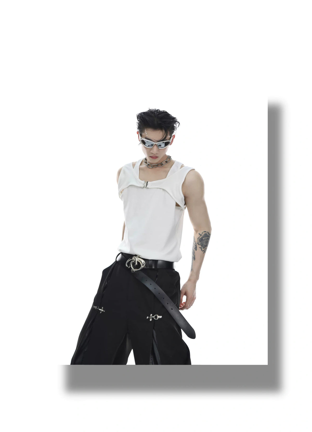 Metal Buckle Double-Layer Tank Top | Sleeveless - description image 9