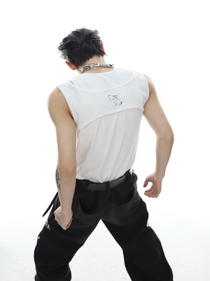 Metal Buckle Double-Layer Tank Top | Sleeveless - main image 4