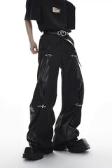 Black High-Rise Straight-Leg Buckle Trousers | Argue - Black Pants