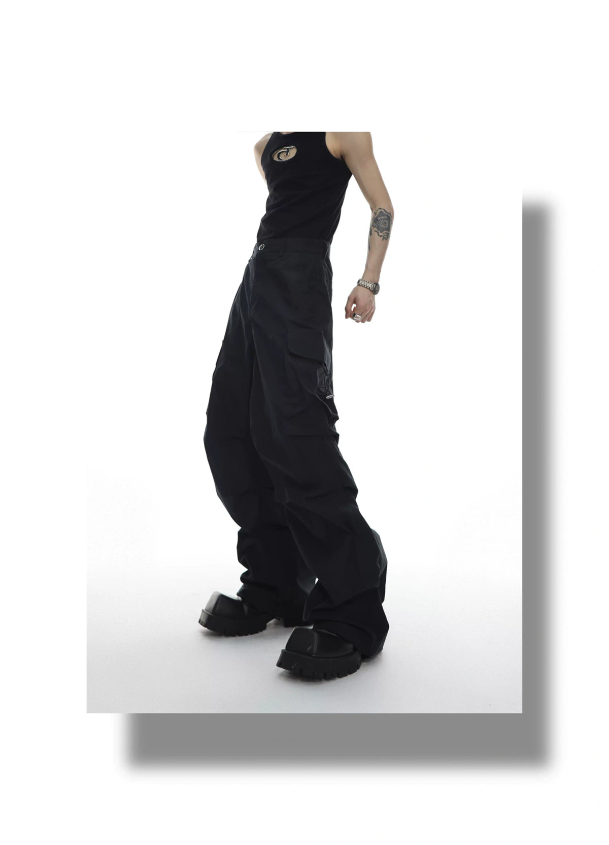 Deconstructed Hooded Vest and Cargo Pants Set - description image 4