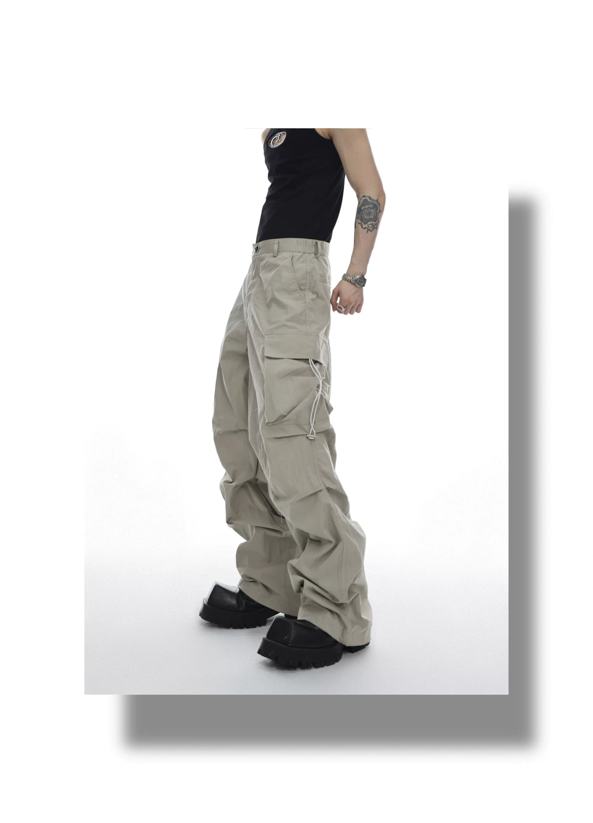 Deconstructed Hooded Vest and Cargo Pants Set - description image 13
