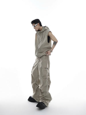 Deconstructed Hooded Vest and Cargo Pants Set - main image 2