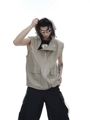Deconstructed Hooded Vest and Cargo Pants Set - main image 4