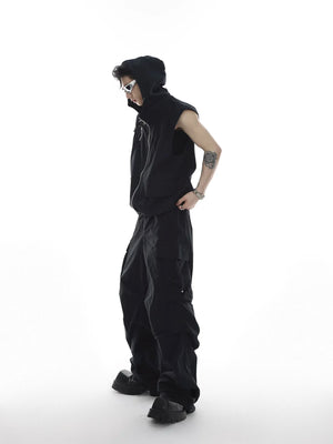 Deconstructed Hooded Vest and Cargo Pants Set - main image 5