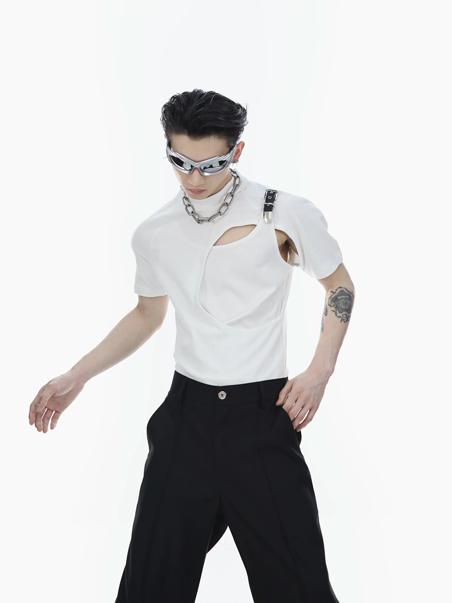 Layered Cotton Cutout T-Shirt | Unisex Streetwear - main image 1