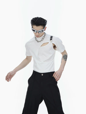 Layered Cotton Cutout T-Shirt | Unisex Streetwear - main image 1