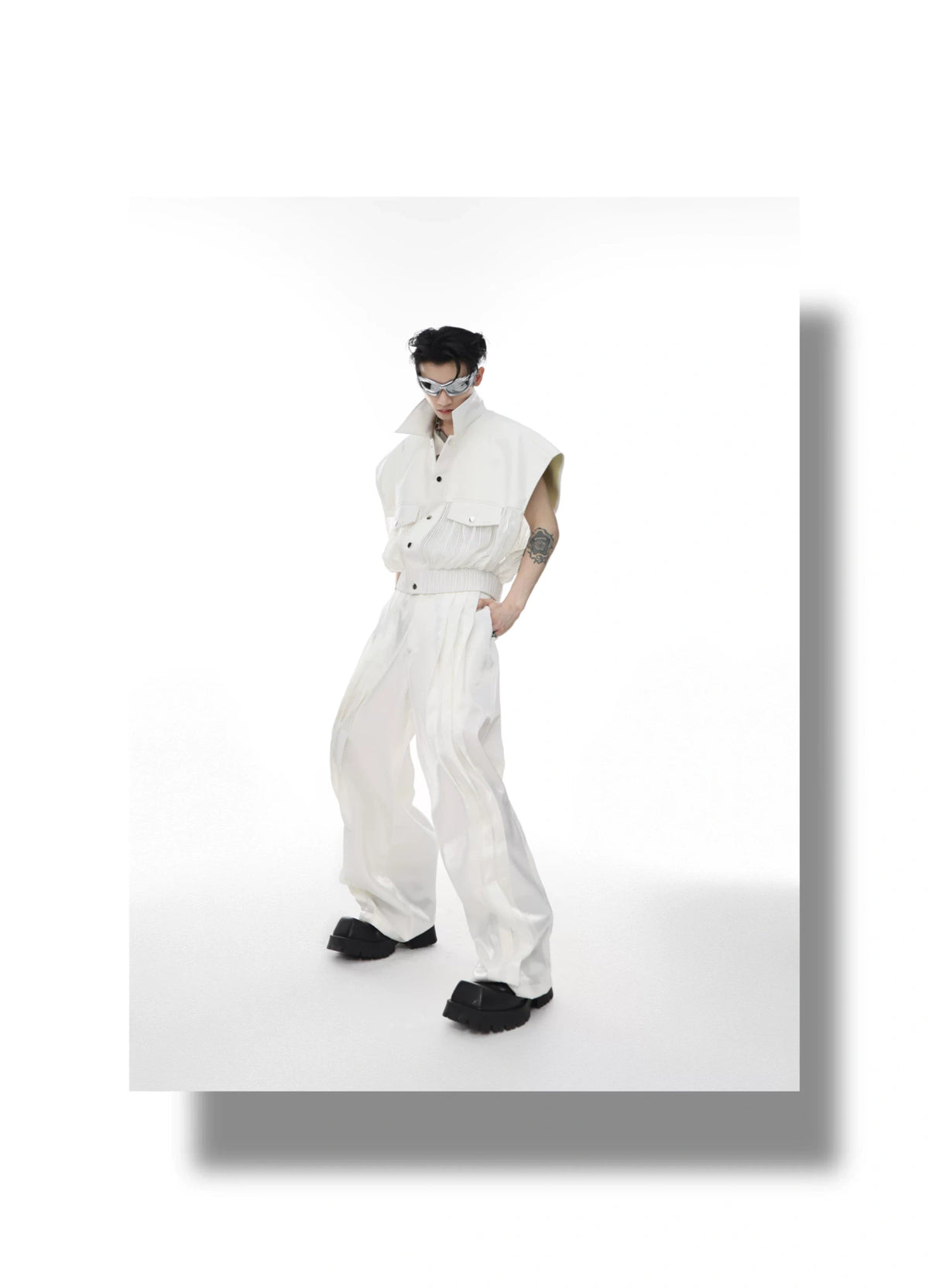 High-Rise Straight-Leg Trousers with Airplane Buckle - description image 2