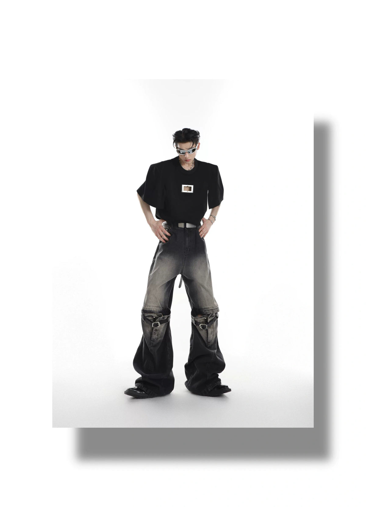 Washed Cutout Jeans | Relaxed High-Rise Streetwear - description image 5