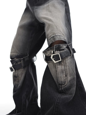 Washed Cutout Jeans | Relaxed High-Rise Streetwear - main image 3