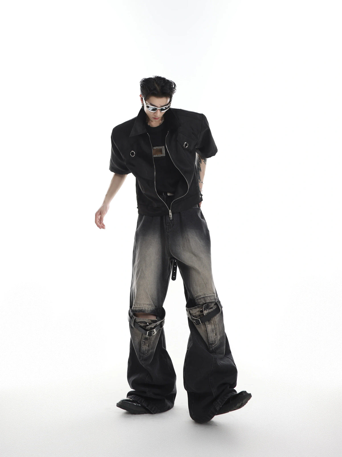 Washed Cutout Jeans | Relaxed High-Rise Streetwear - main image 4