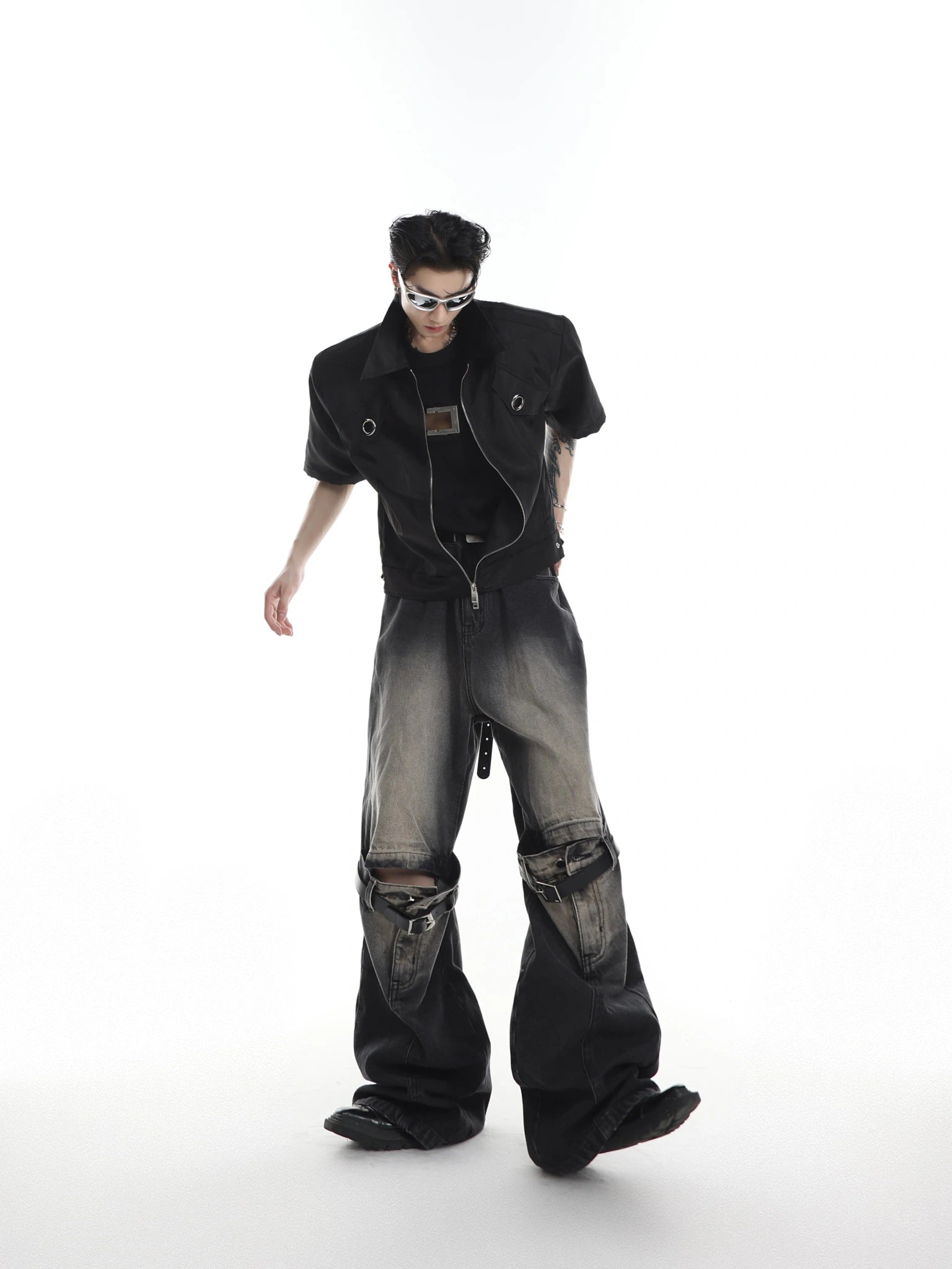 Washed Cutout Jeans | Relaxed High-Rise Streetwear - main image 4