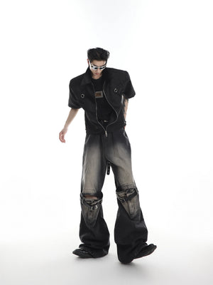 Washed Cutout Jeans | Relaxed High-Rise Streetwear - main image 4