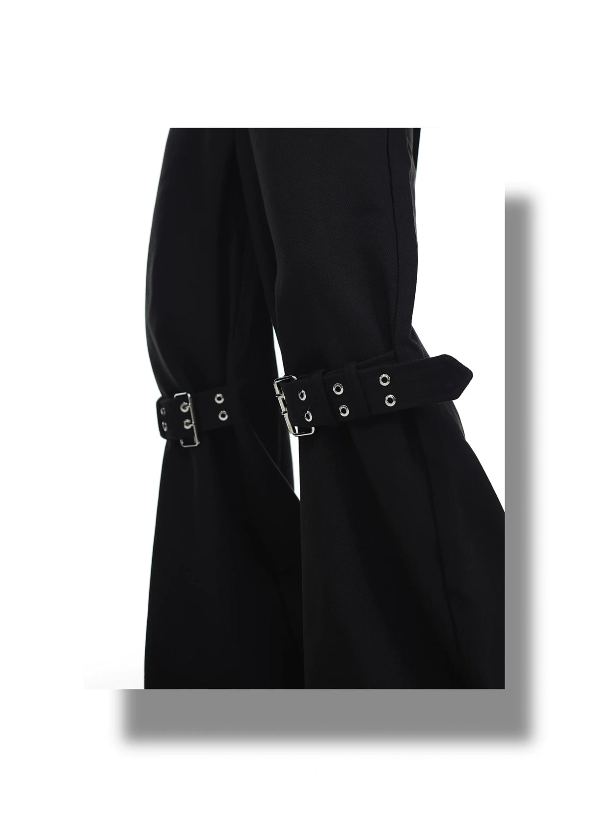 Black High-Rise Tie-Detail Slight-Flare Trousers - description image 8