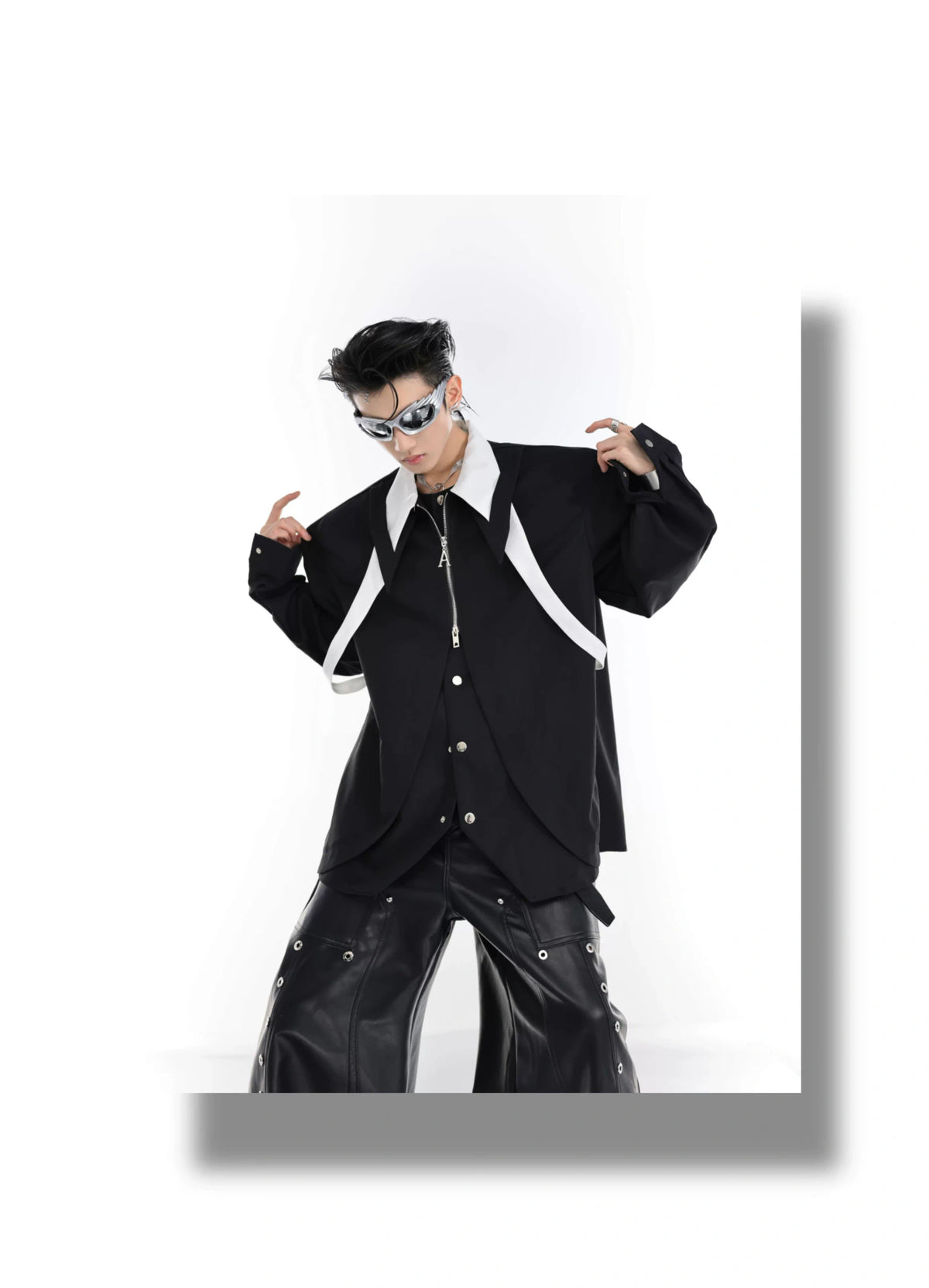 Unisex Contrast Panel Tie Shirt | Relaxed Cotton - description image 1