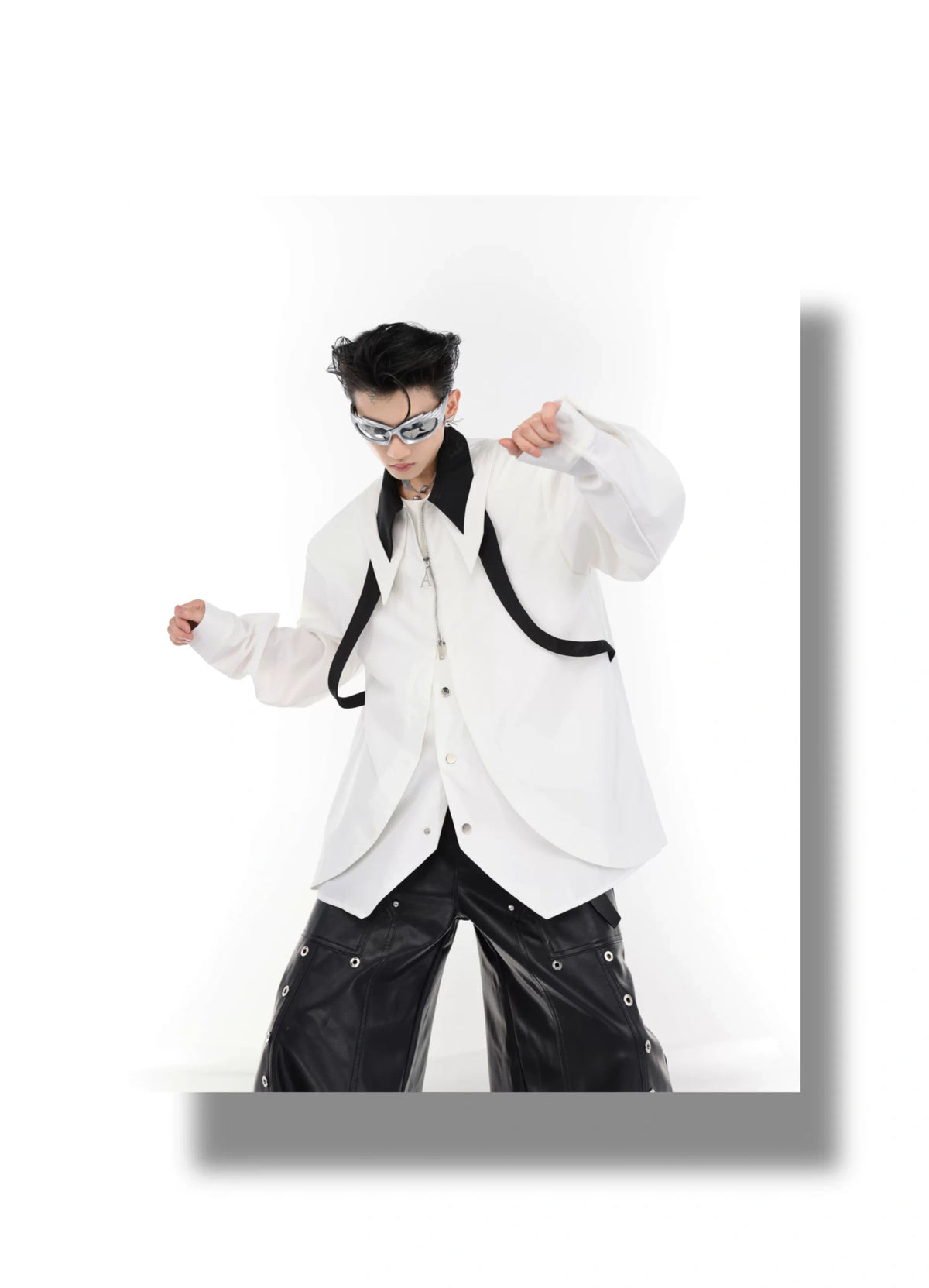 Unisex Contrast Panel Tie Shirt | Relaxed Cotton - description image 7
