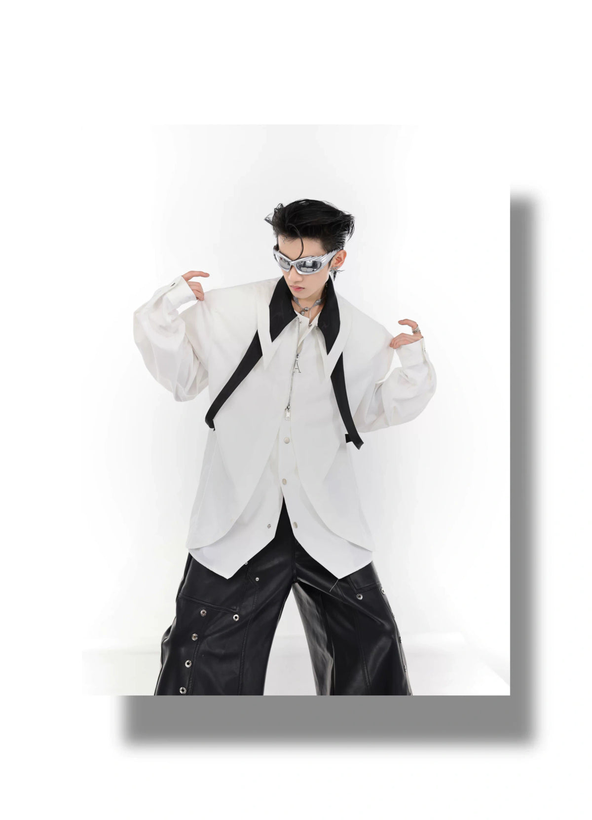 Unisex Contrast Panel Tie Shirt | Relaxed Cotton - description image 11