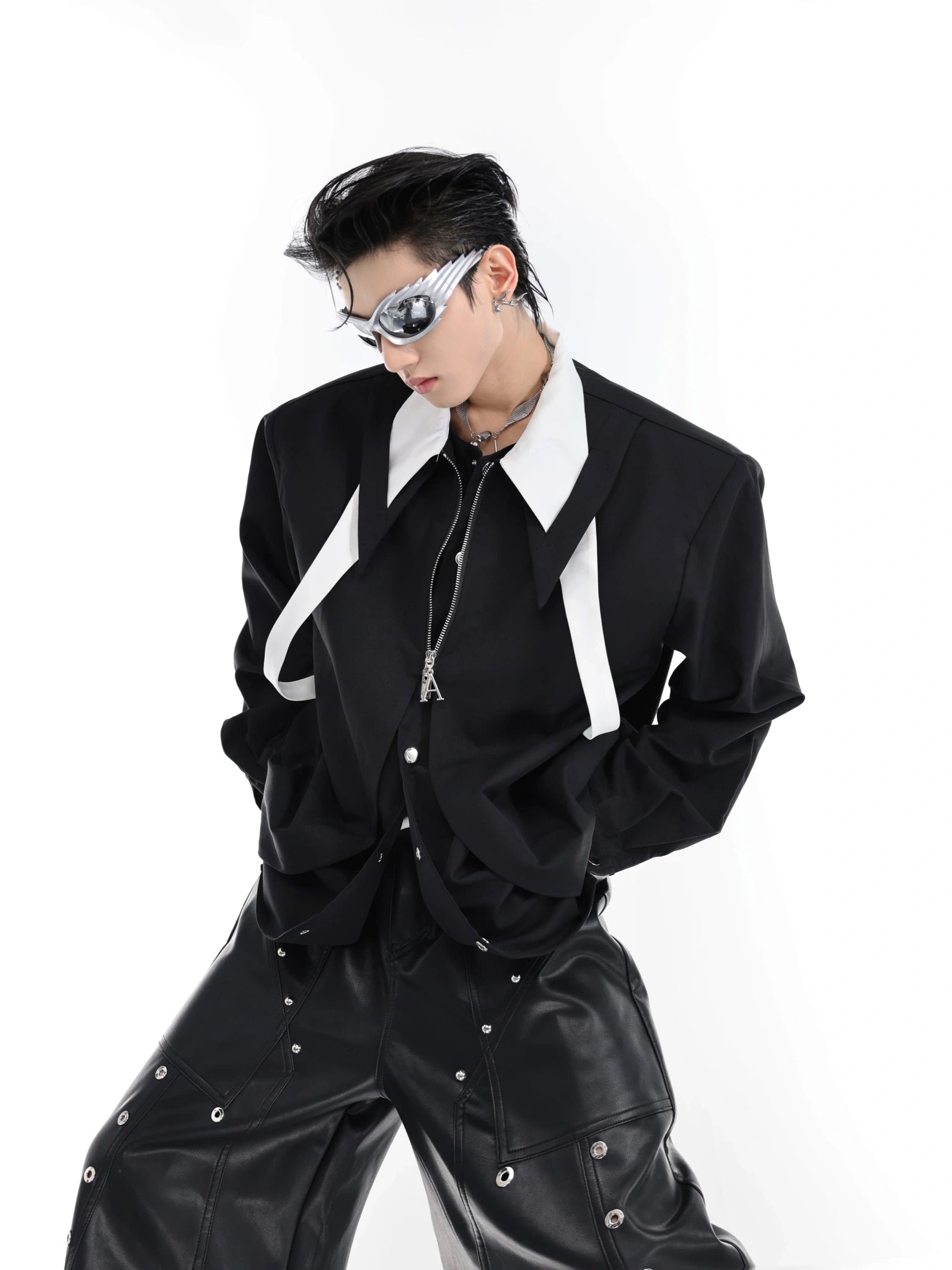 Unisex Contrast Panel Tie Shirt | Relaxed Cotton - main image 2