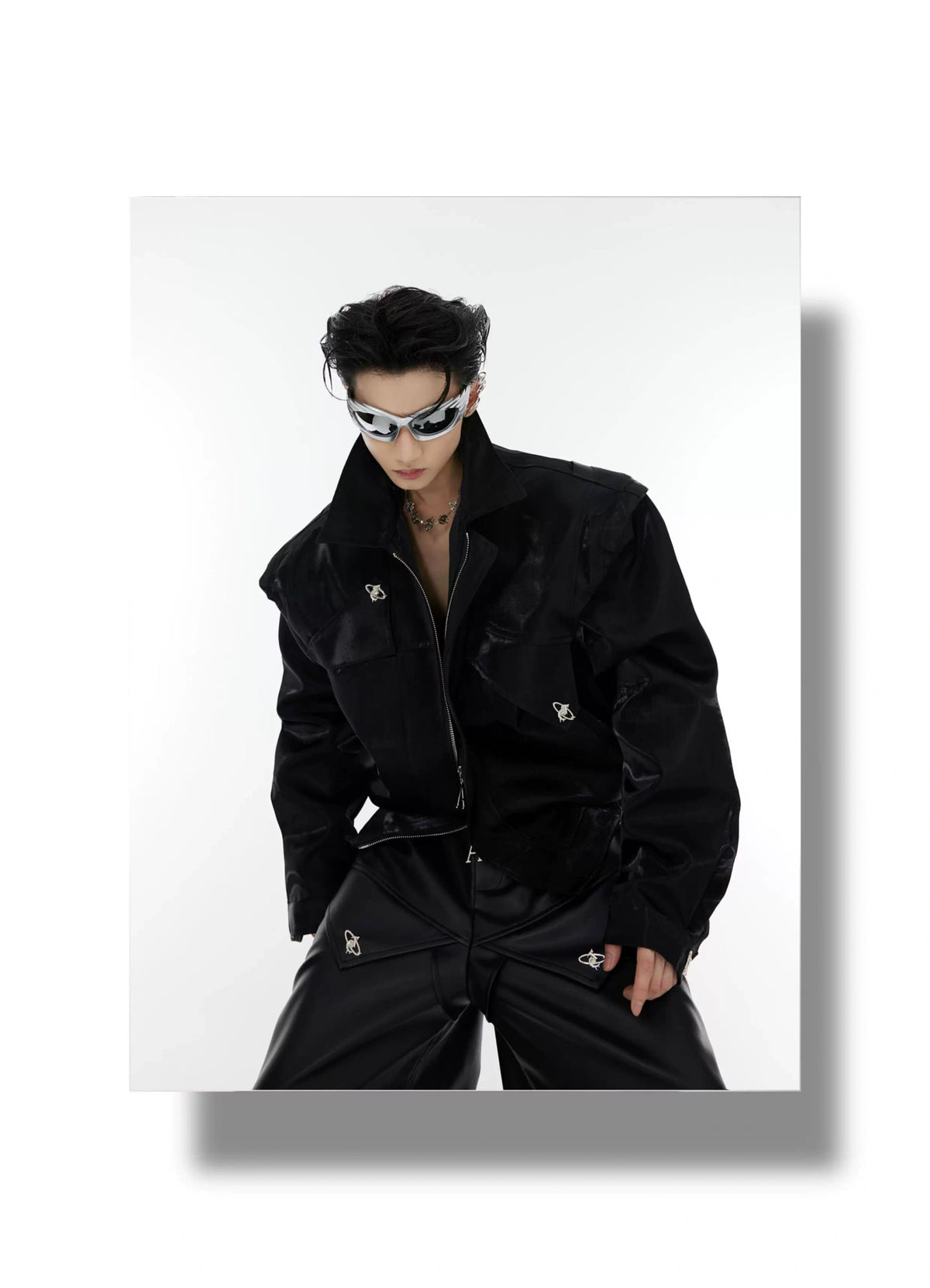 Asymmetrical Short Jacket with Metal Detail | Streetwear - description image 7
