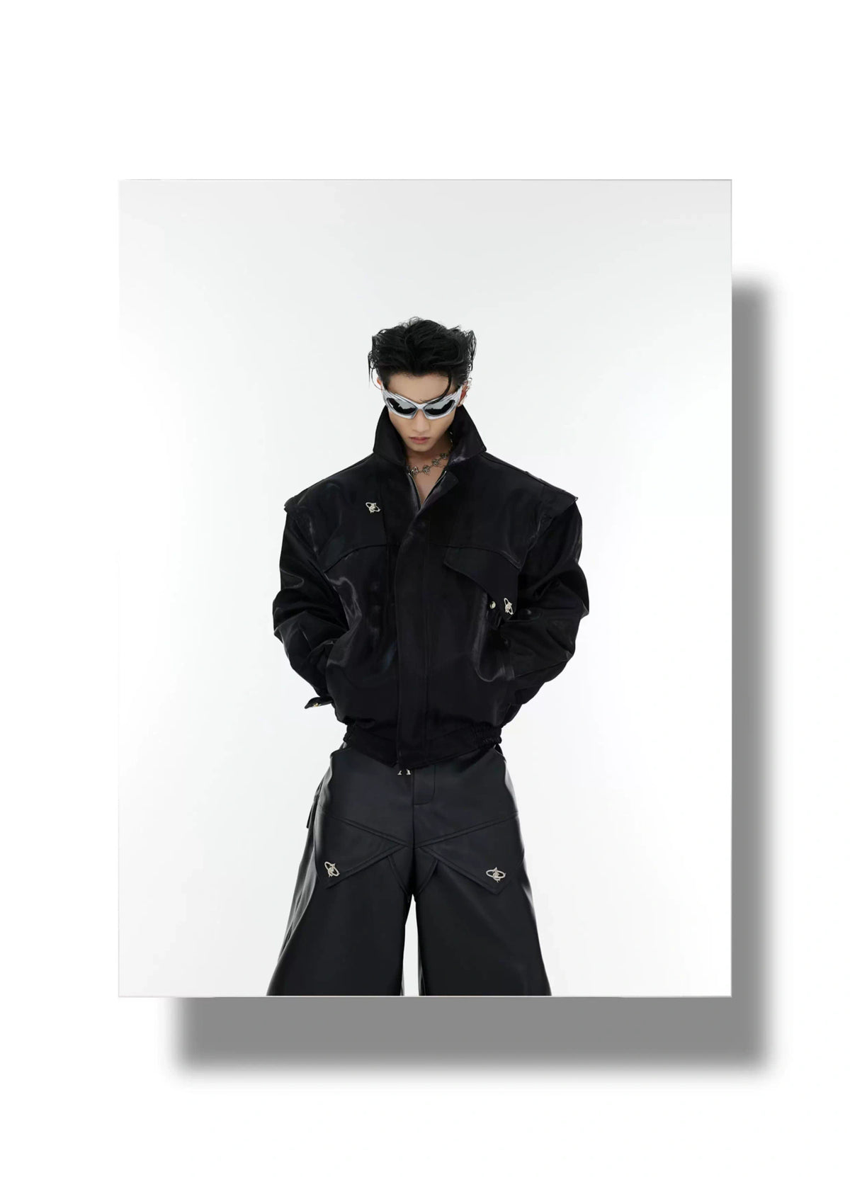 Asymmetrical Short Jacket with Metal Detail | Streetwear - description image 17