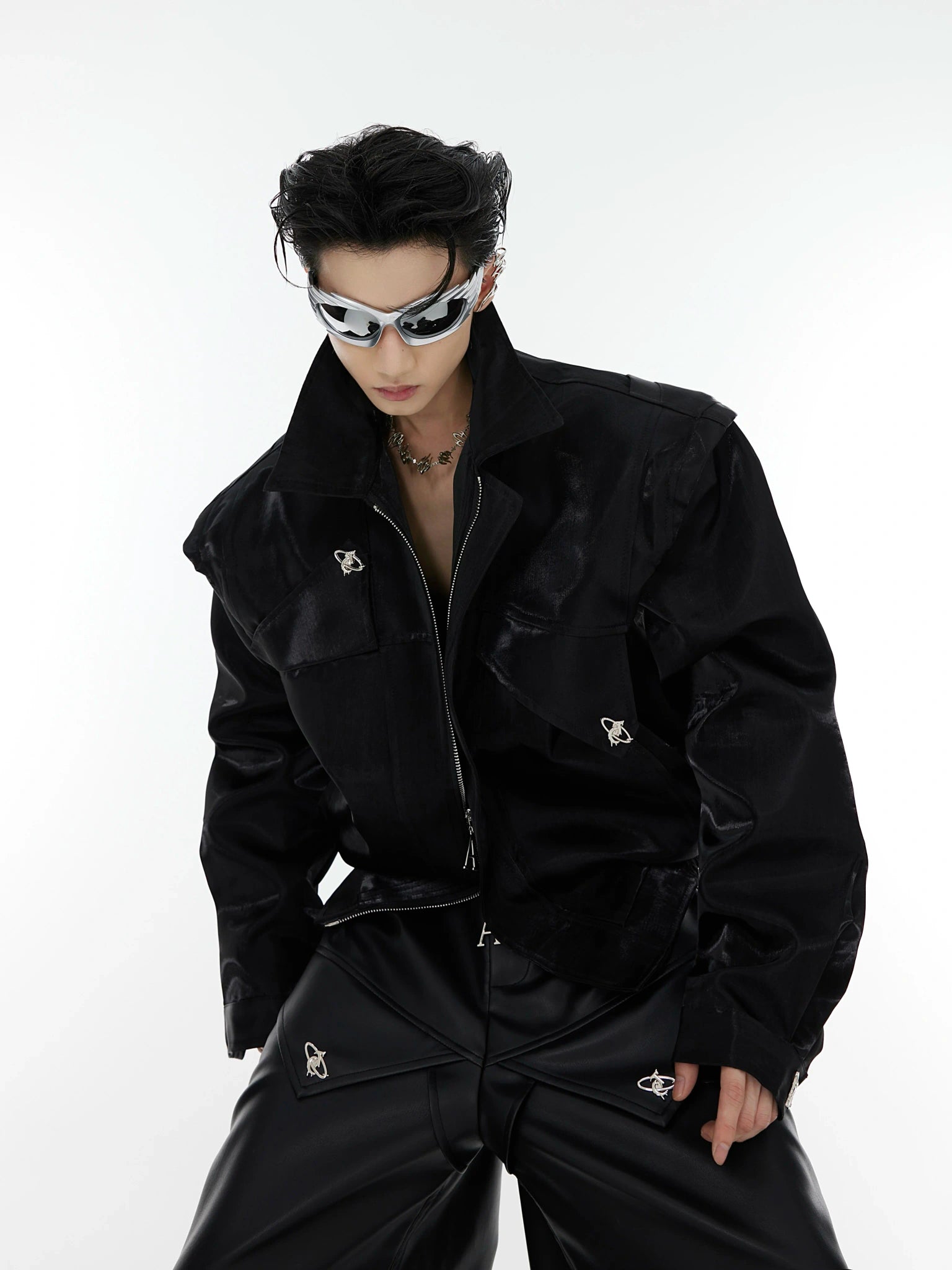 Asymmetrical Short Jacket with Metal Detail | Streetwear - main image 2
