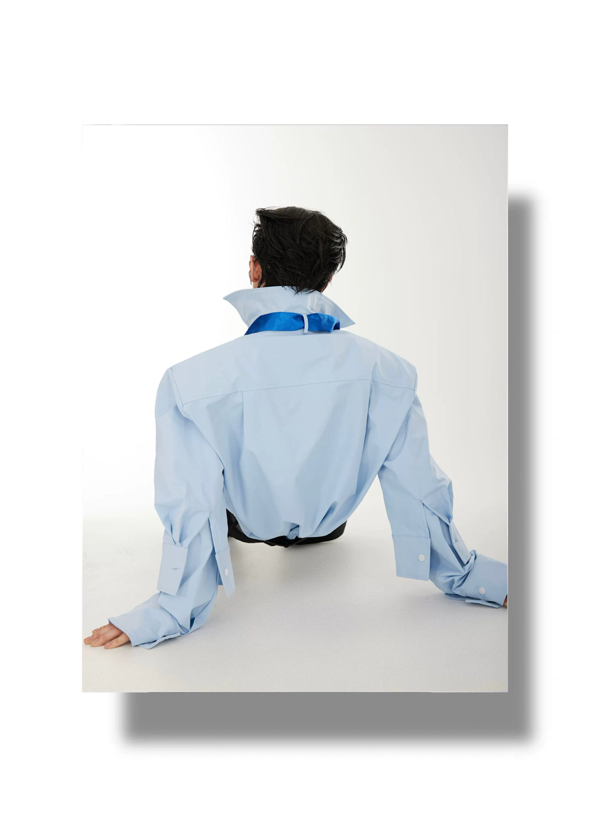 Relaxed Double-Cuff Shirt with Detachable Satin Tie - description image 4