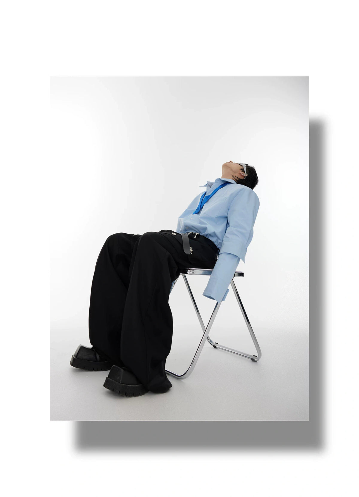 Relaxed Double-Cuff Shirt with Detachable Satin Tie - description image 6