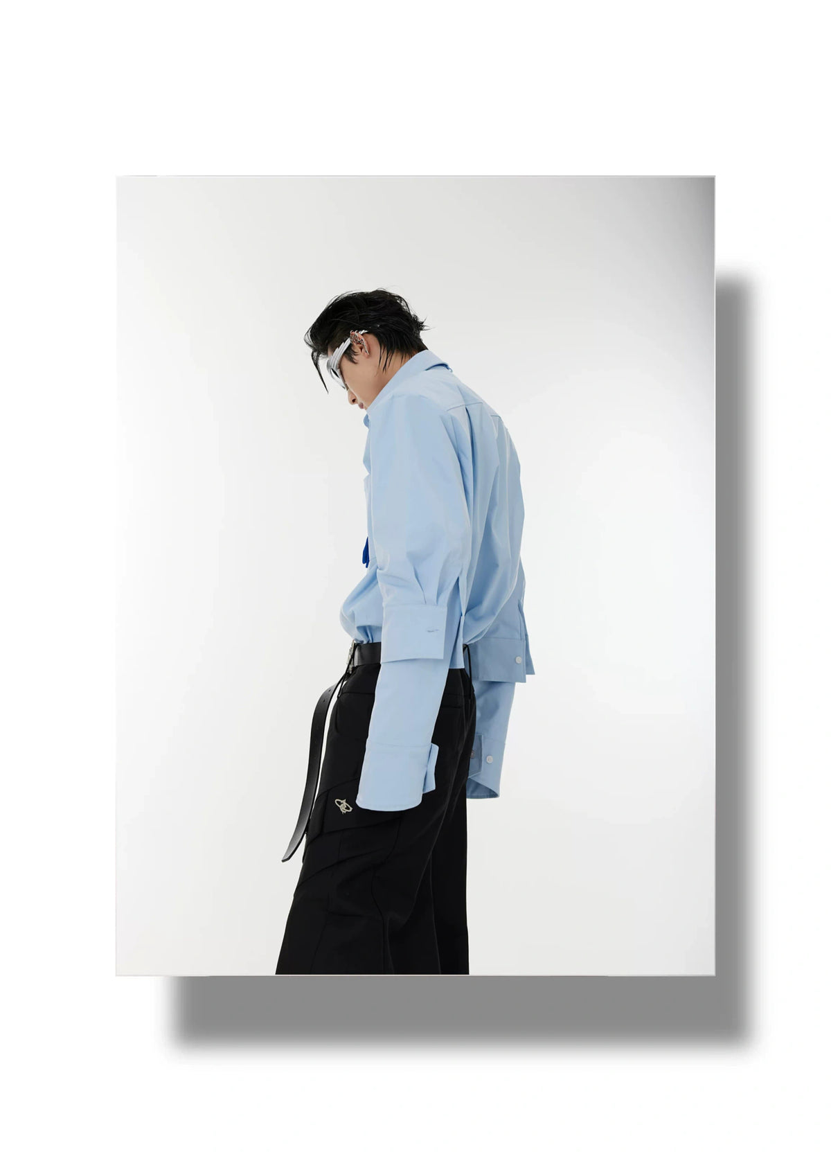 Relaxed Double-Cuff Shirt with Detachable Satin Tie - description image 10
