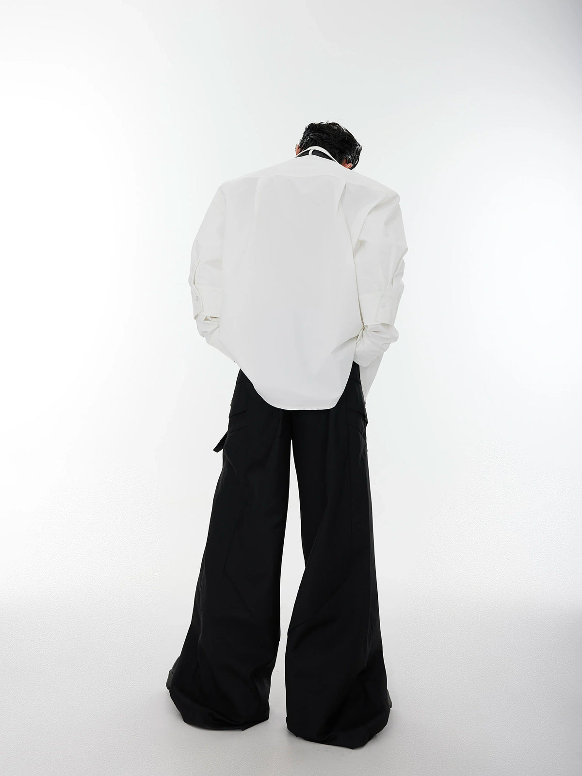 Relaxed Double-Cuff Shirt with Detachable Satin Tie - main image 5