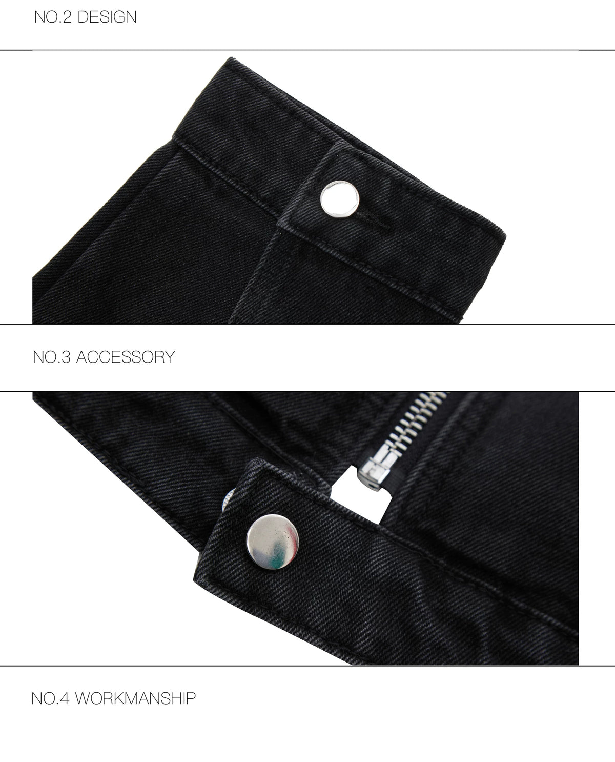 Washed Cropped Denim Jacket with Metal Details | Black & Blue - description image 17