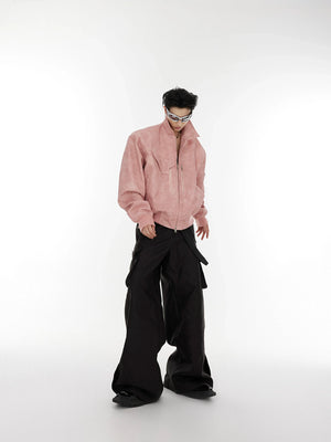 Gradient Polka Dot Cropped Jacket with Metal Zipper - main image 5