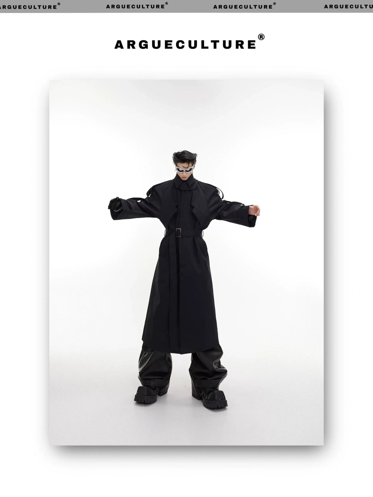 Deconstructed Long Overcoat | Black or Khaki Polyester - description image 16