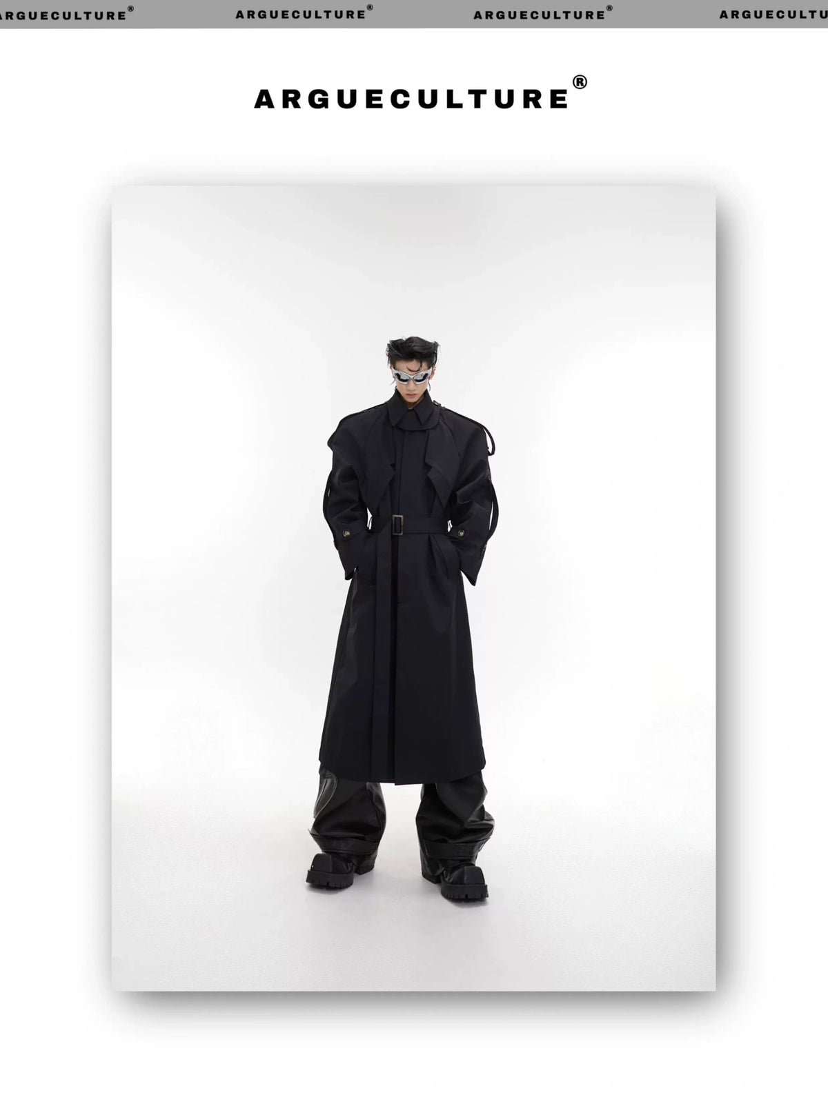 Deconstructed Long Overcoat | Black or Khaki Polyester - description image 18