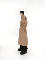 Deconstructed Long Overcoat | Black or Khaki Polyester - Khaki