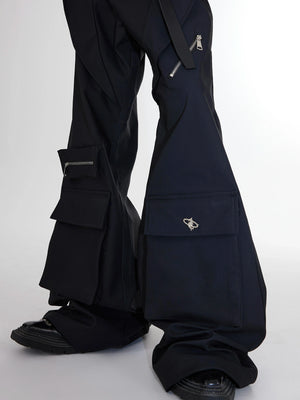 Black High-Waisted Paneled Utility Trousers - main image 2