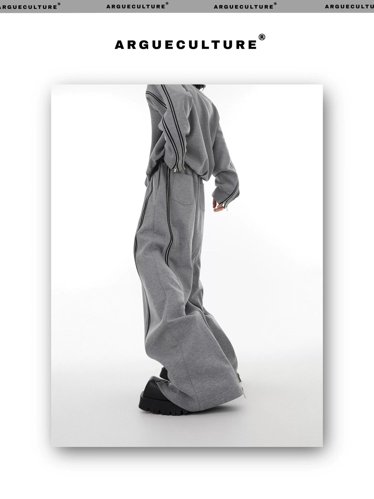 Asymmetric Full-Zip Crewneck Sweatshirt | Loose Fit - description image 6