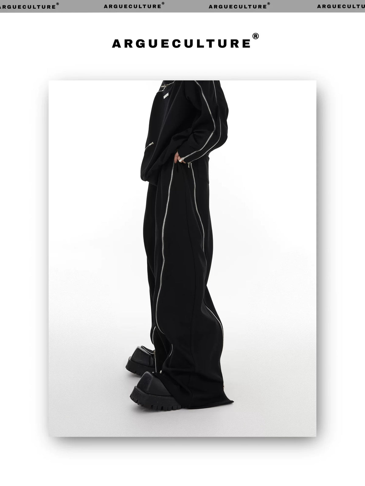 Asymmetric Full-Zip Crewneck Sweatshirt | Loose Fit - description image 8