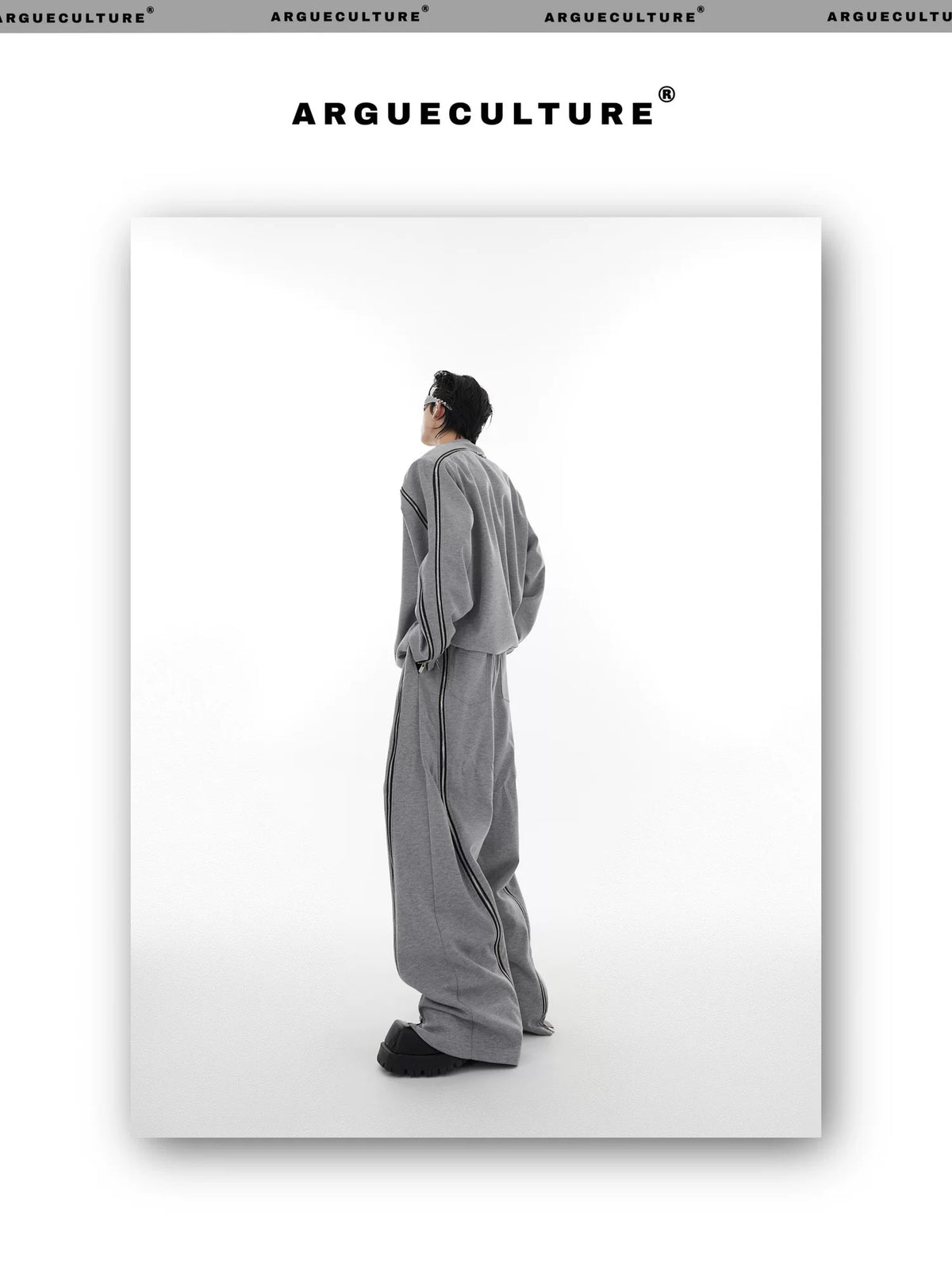 Asymmetric Full-Zip Crewneck Sweatshirt | Loose Fit - description image 13