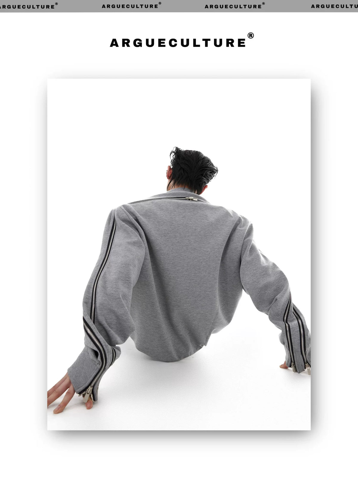 Asymmetric Full-Zip Crewneck Sweatshirt | Loose Fit - description image 15
