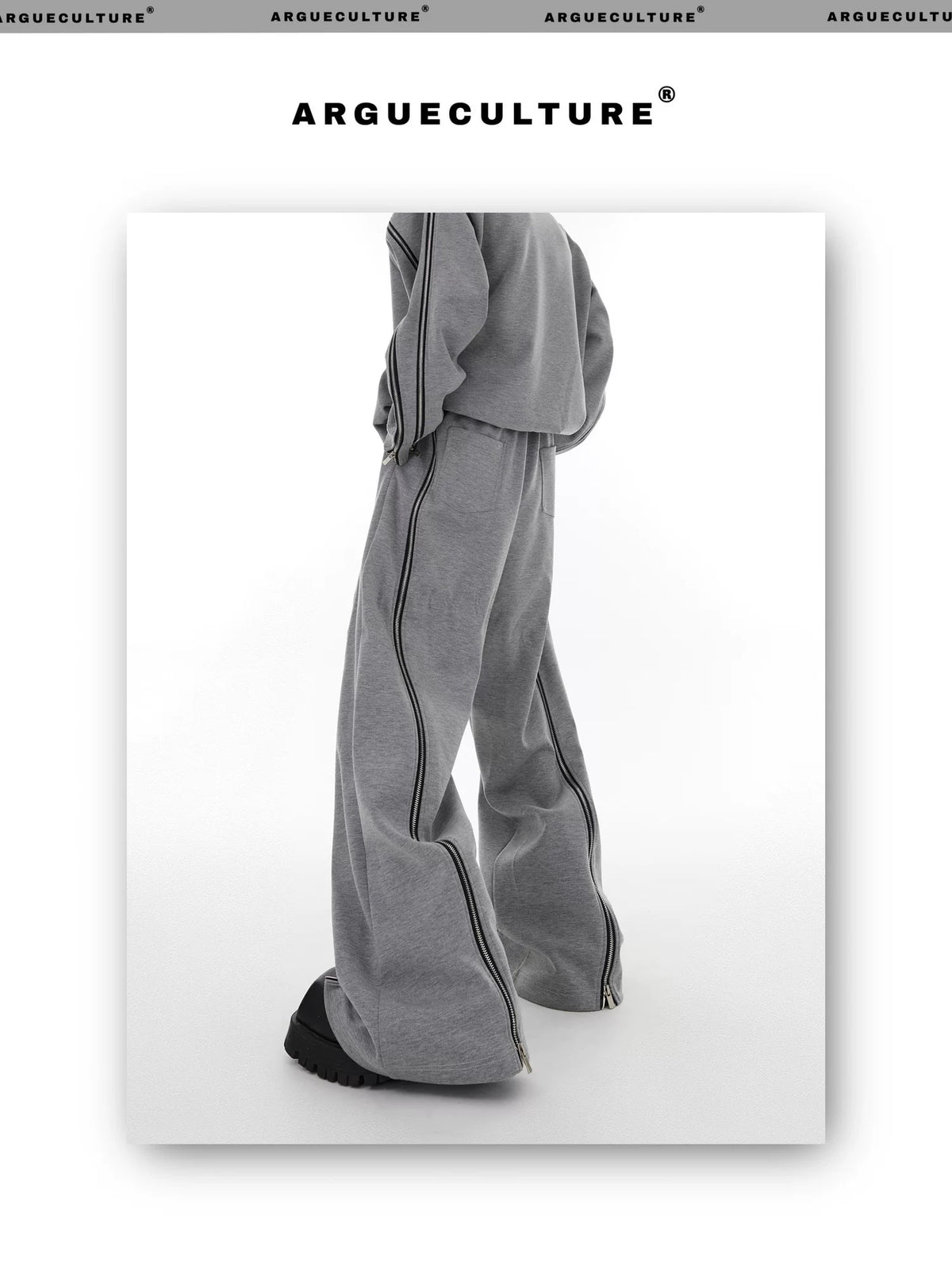 Asymmetric Full-Zip Crewneck Sweatshirt | Loose Fit - description image 18
