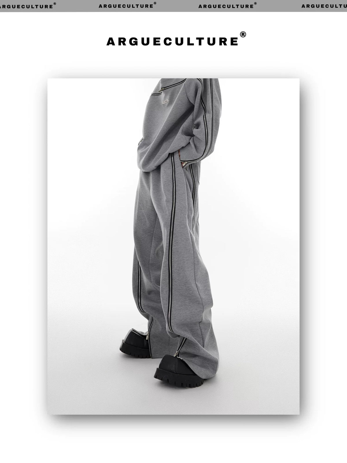 Asymmetric Full-Zip Crewneck Sweatshirt | Loose Fit - description image 19