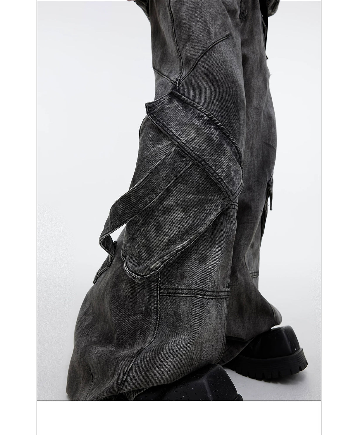 Distressed Gray Denim Utility Jacket and Pants Set - description image 18