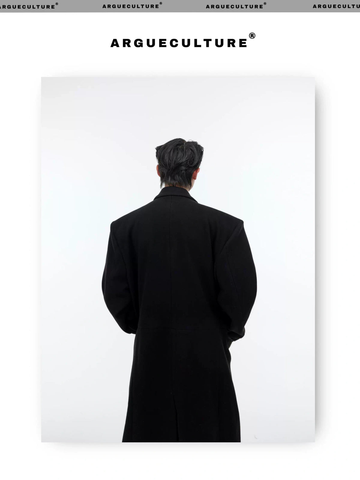 Longline Wool-Blend Overcoat with Padded Shoulders - description image 6