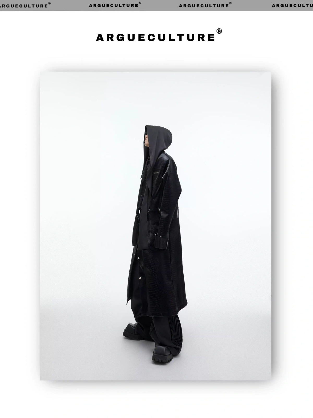 Loose V-Neck Hooded Button-Front Cotton Shirt - description image 10